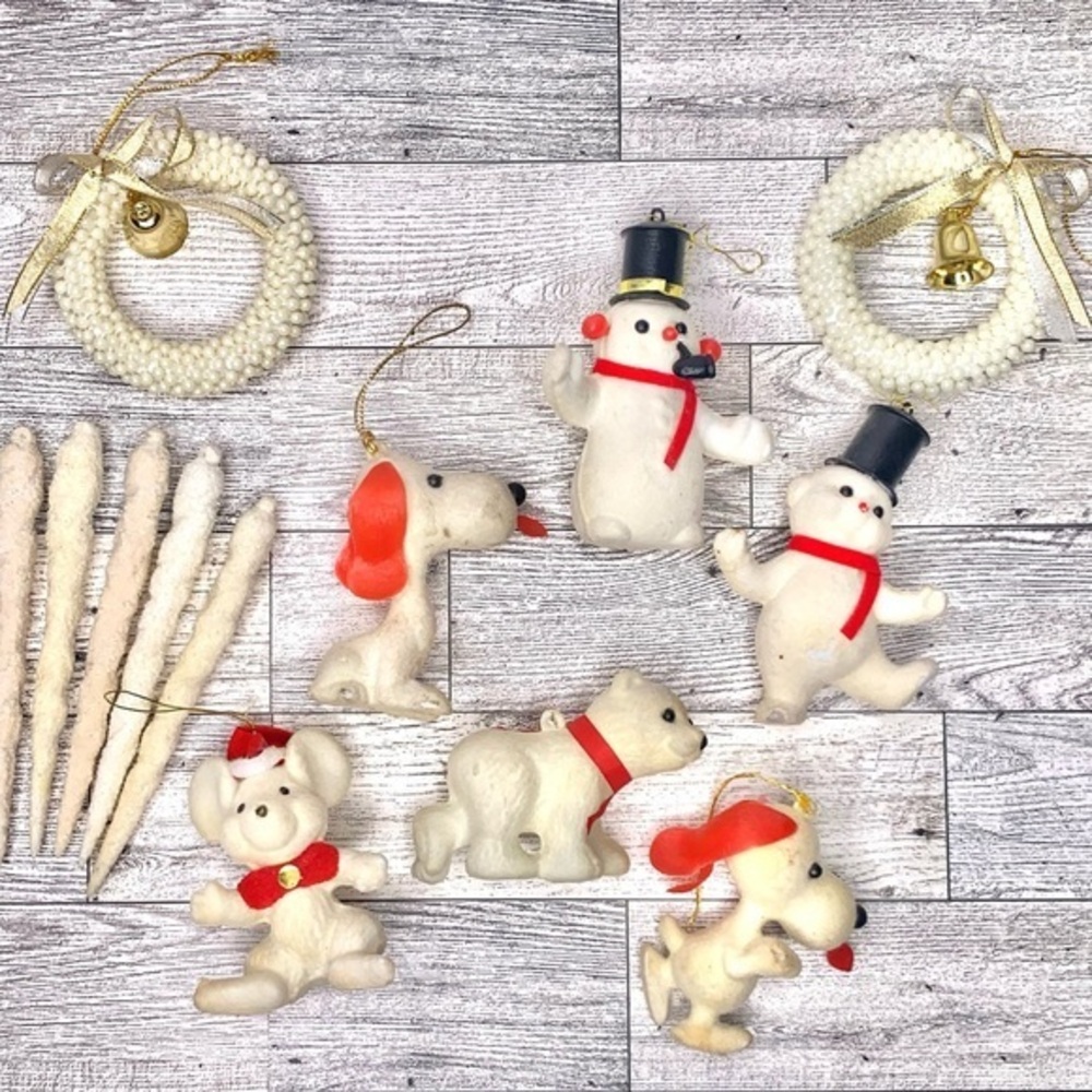 Vintage 1960’s Flocked Ornament Bundle